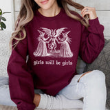 Girls Will Be Girls Witch Sweatshirt Vintage Halloween