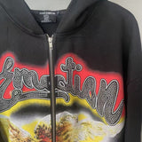 Mixed Emotion hoodie Masked Angel Hot Diamond Zip Cardigan Sweater Jacket Loose Hoodie