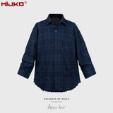MIJKO Mens Jacket Ripped Plaid Jacket
