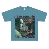 Film Star T Shirt Pure Cotton Loose Short Sleeve American Retro Trendy Printed round Neck T-shirt for Men
