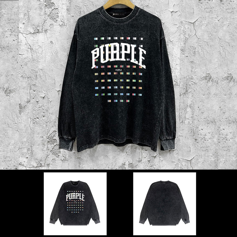 Purple Brand Distressed Long Sleeve Shirt Fashion Distressed Loose Long-sleeved Top