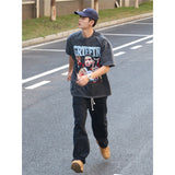 Basket Ball Star T Shirt Basketball Short Sleeve Washed Distressed round Neck T-shirt Loose