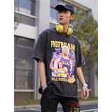 Basket Ball Star T Shirt Washed Worn-out Kelkuzma Short-Sleeved Printed T-shirt Vintage Pure Cotton