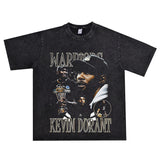Basket Ball Star T Shirt Basketball Kevin Durant Washed Distressed Printed T-Shirt Personalized Short Sleeve Pure Cotton