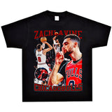 Basket Ball Star T Shirt Basketball Zach LaVine Washed Distressed Printed Cotton T-shirt Short Sleeve