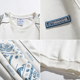 Men Pullover Hoodie Spring Patchwork round Neck Spring and Autumn Japanese Style Loose Top
