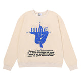 Rhude Hoodie Body Yoga Luo Yin Flower Disk Casual Men's and Women's round Neck Sweater