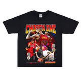 Basket Ball Star T Shirt Lebron James Washed Distressed Street American T-Shirt Loose