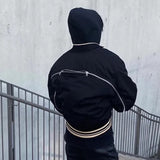 MIJKO Mens Jacket Zip Embellished Mainstream Fashion Cotton Jacket