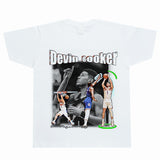 Basket Ball Star T Shirt Basketball Washed Distressed Devin Booker Short Sleeve Loose-Fitting Pure Cotton T-Shirt