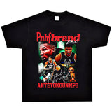 Basket Ball Star T Shirt Washed Distressed Printed T-Shirt Short Sleeve Loose Retro Cotton