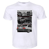 Crew neck T-shirt, sports car print short sleeves