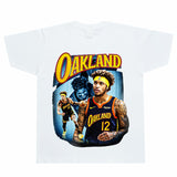 Film Star T Shirt Kelly Oubre Printed T-shirt Short Sleeve Loose Retro Pure Cotton Washed Distressed