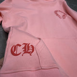 Chh Chrome Hearts autumn and winter pink horseshoe phantom LOGO hooded sweater