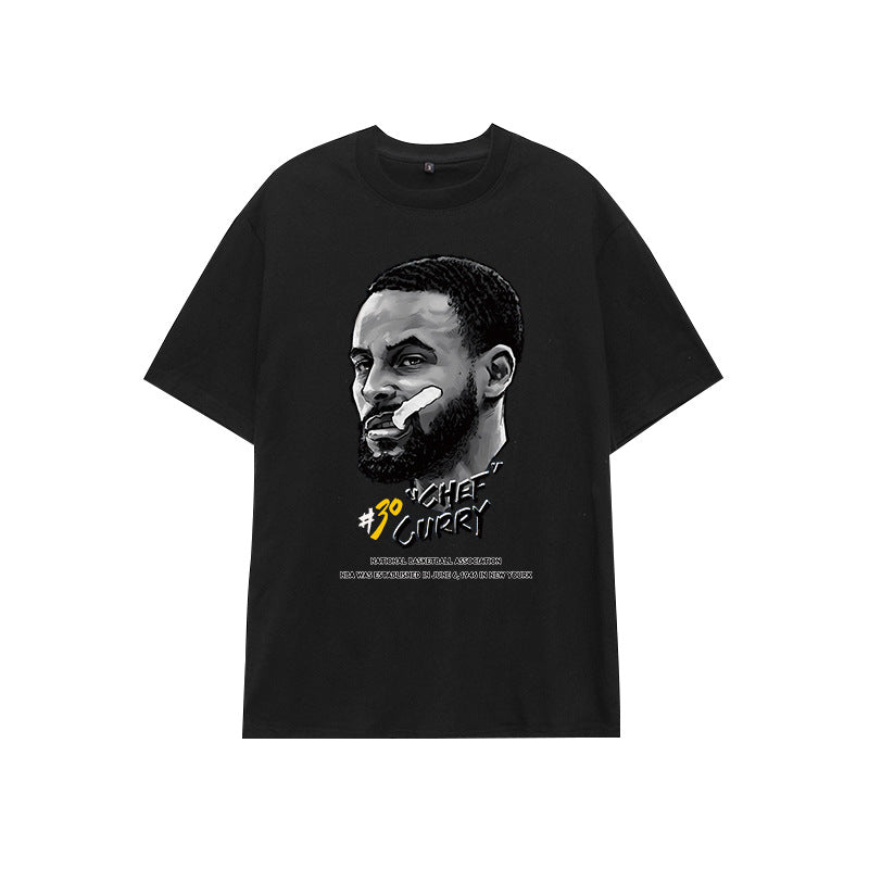 Basketball Sports T Shirt Basketball Sports Trendy Printed Short-Sleeved T-Shirt Men'S Loose