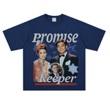 Film Star T Shirt Loose Heavy American Retro Street Cotton Personalized T-shirt for Men and Women