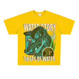 Film Star T Shirt Loose American Retro Street Cotton Personalized T-shirt for Men and Women