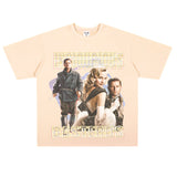 Film Star T Shirt Loose Heavy Weight Retro Street Cotton T-shirt American Men and Women