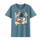 Basketball Sports T Shirt Summer Astronaut Short Sleeve T-Shirt Men And Women Loose