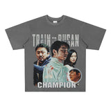 Film Star T Shirt Loose Retro Street Cotton T-shirt Men and Women