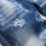 DSQ2 Short Jeans Ripped Patch Slim-fit Stretch Denim Shorts