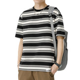 Mariner Shirt Summer Striped Short-Sleeved Shirt Versatile Simple Retro Boys round Neck T-shirt