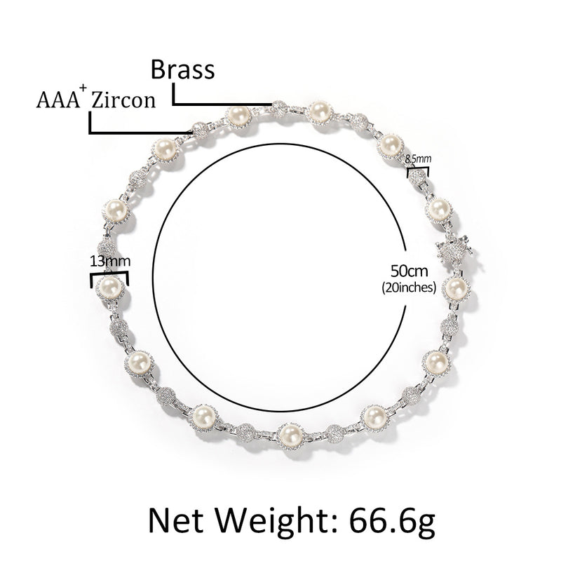 Chains Hip Hop Diamond-studded Pearl Necklace Vintage St. Valentine's Spectrum