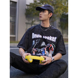 Basket Ball Star T Shirt Basketball Washed Distressed Devin Booker Short Sleeve Loose-Fitting Pure Cotton T-Shirt