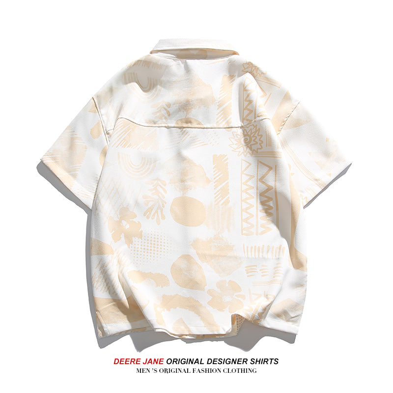 Men Shirts Short Sleeve Shirt Male and Female Trendy Brand Summer Loose Casual