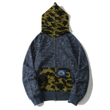 Bathing Ape Hoodie Camo Ape Head Embroidered Splicing Hooded Cardigan Zip Sweater Jacket