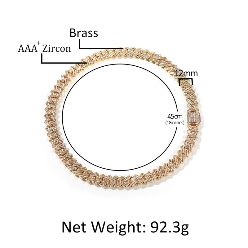Chains Cuban Chain 12mmT Square Zircon Spectrum St. Valentine's