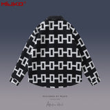 MIJKO Mens Jacket Geometric Striped Jacket