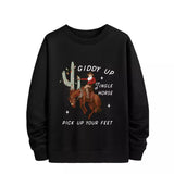 Cactus Claus Graphic Hoodie Women Loose Sweatshirt