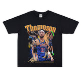 Film Star T Shirt Klaythompson Washed Distressed Printed American T-Shirt Retro Loose Short Sleeve