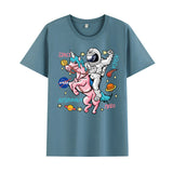Basketball Sports T Shirt Short Sleeve T-Shirt Male Astronaut Loose Student