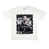 Basket Ball Star T Shirt Basketball Kevin Durant Washed Distressed Printed T-Shirt Personalized Short Sleeve Pure Cotton