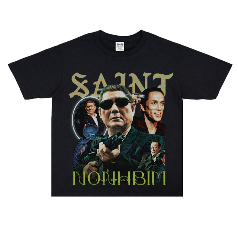 Film Star T Shirt Loose Heavy American Retro Street Personality T-shirt Men