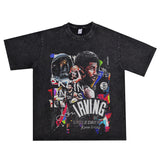 Basket Ball Star T Shirt Basketball Kyrie Irving Short Sleeve Printed American T-Shirt Retro Pure Cotton