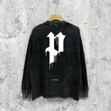 Purple Brand Distressed Long Sleeve Shirt Fashion Distressed Loose Long-sleeved Top