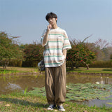 Mariner Shirt Japanese-Style Retro Summer Boy's Short Sleeve T-shirt Striped Navy-Striped Shirt