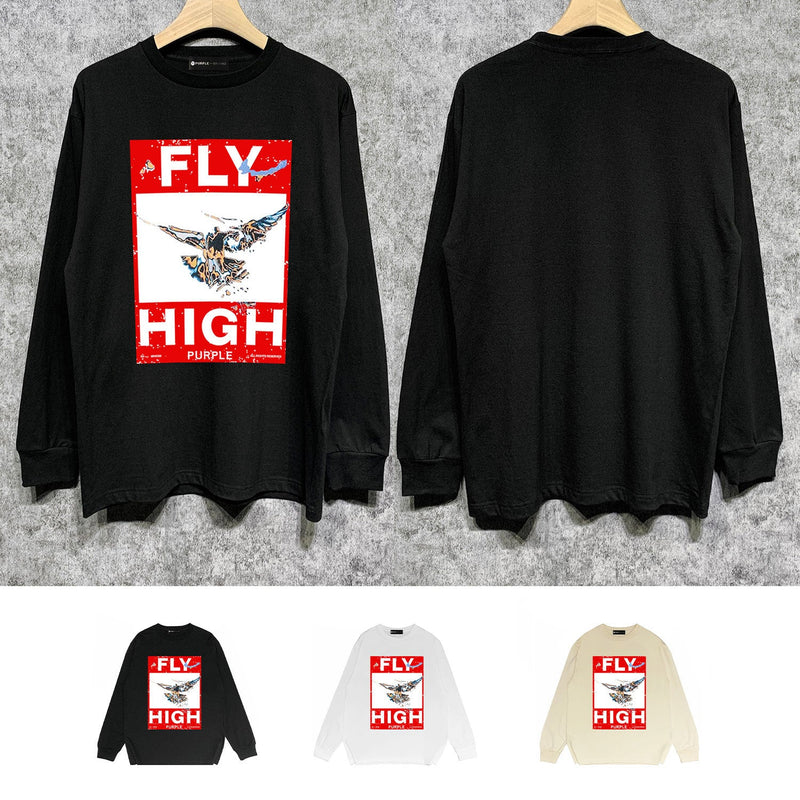 Purple Brand Long Sleeve T-Shirt Fashion Loose Long Sleeve Top