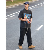 Basket Ball Star T Shirt Towns Washed Distressed Printed T-shirt Retro Short Sleeve round Neck Loose