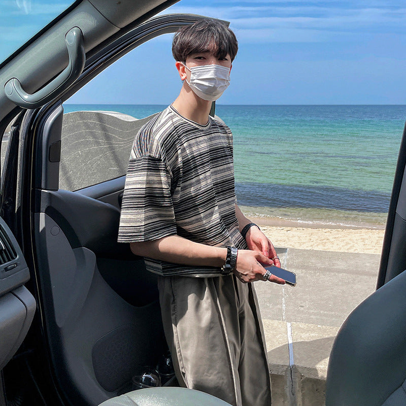 Mariner Shirt Short-Sleeved T-shirt Men's Summer Korean Style Fashion Brand Loose round Neck Retro