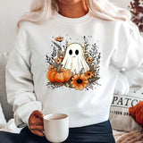 Fashion Halloween Ghost Pumpkin Print Round Neck