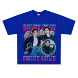 Film Star T Shirt Singer Danny Chan Printed Loose Cotton American T-shirt