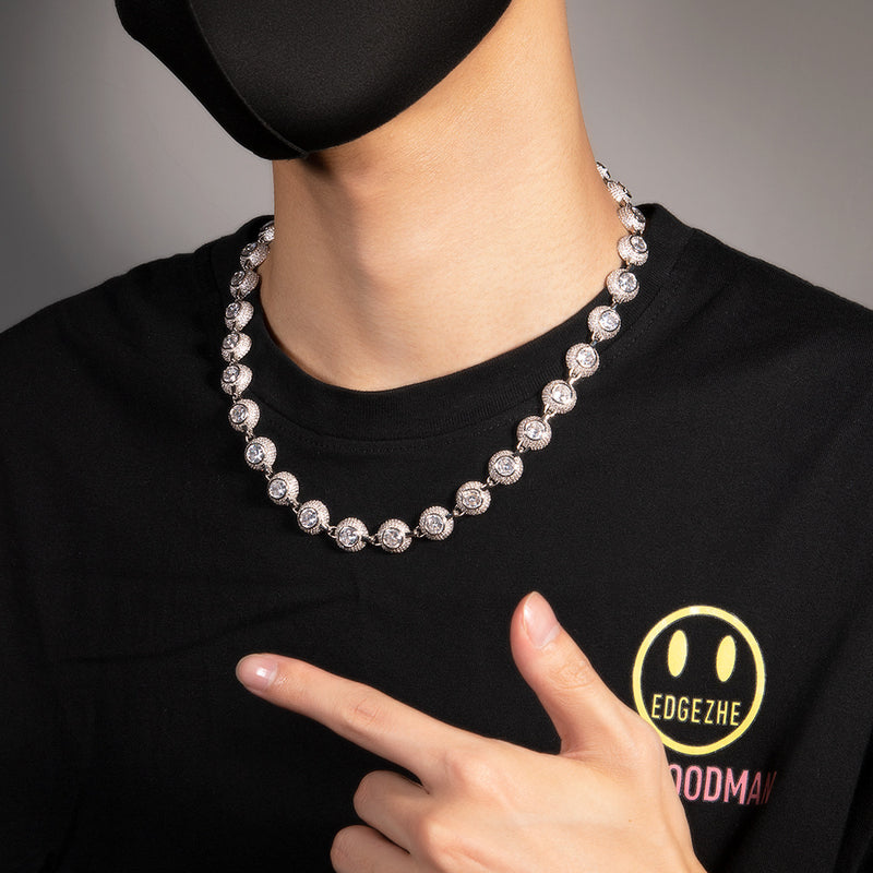 Chains hiphop12MM necklace punk copper zircon hip hop Royalty Spectrum