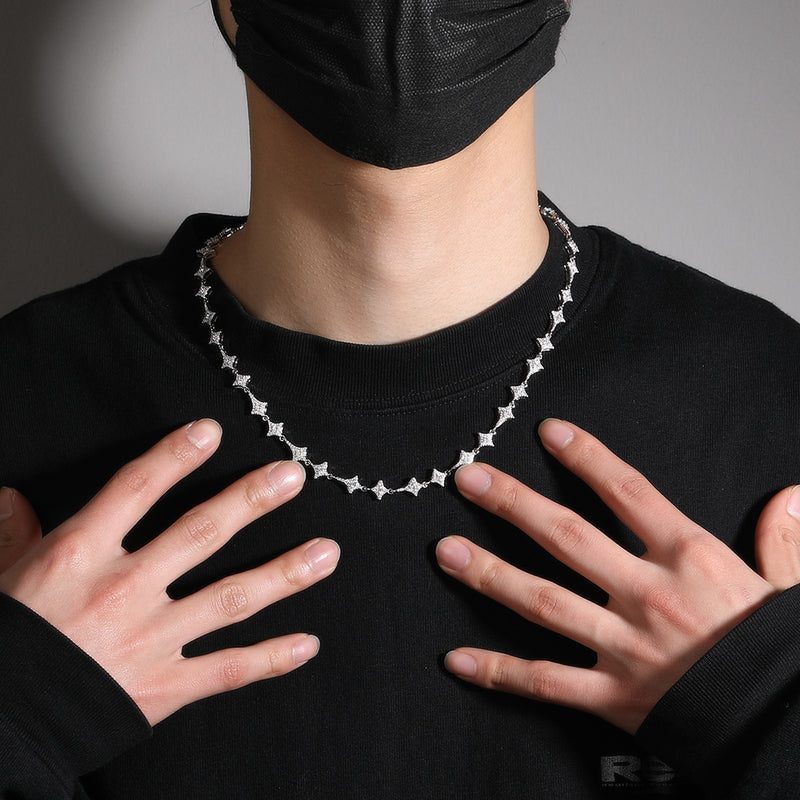 Chains Hip Hop Diamond Pointed Cone Necklace Copper hiphop Spectrum St. Valentine's