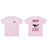 New Arrival  Summer T-Shirt LOOK MOM I CAN FLY Funny Print