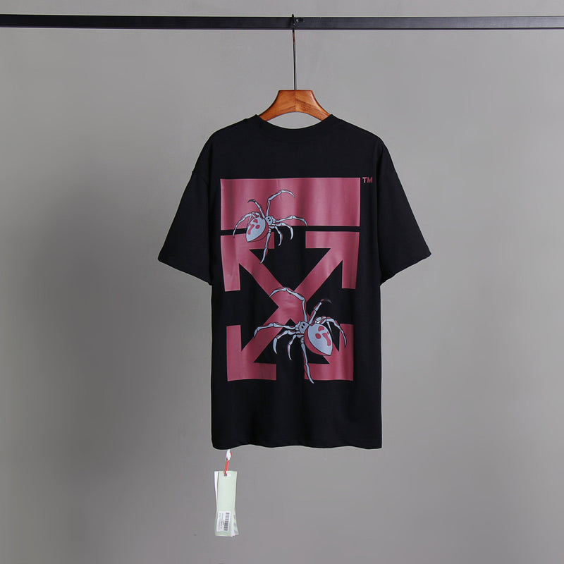 Off Whtie T Shirts Red Spider Arrow Print Men And Women Same Style Fashion Brand Short Sleeve