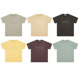 Fog Essentials T Shirts Spring Summer FOG Season 8 Flocking Letter Crew Neck Short Sleeves